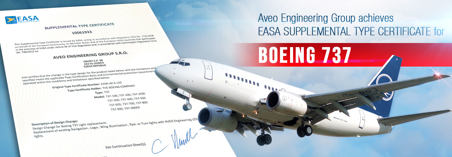 Aveo Engineering Group achieves EASA SUPPLEMENTAL TYPE CERTIFICATE for BOEING 737