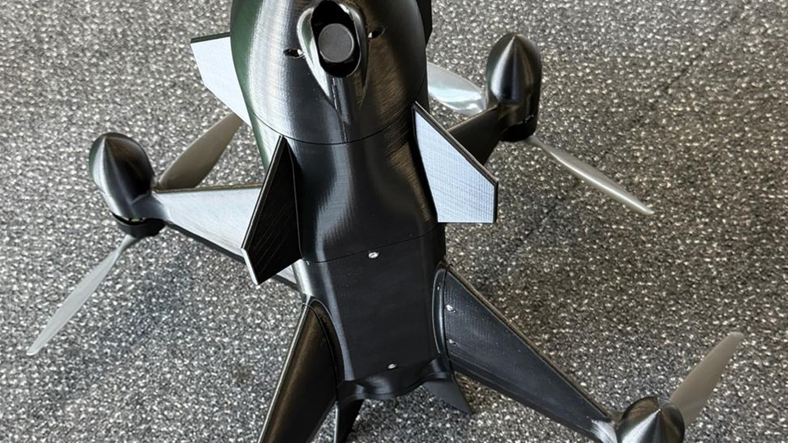 A 3D-printed quadcopter drone body in Carbon5D
