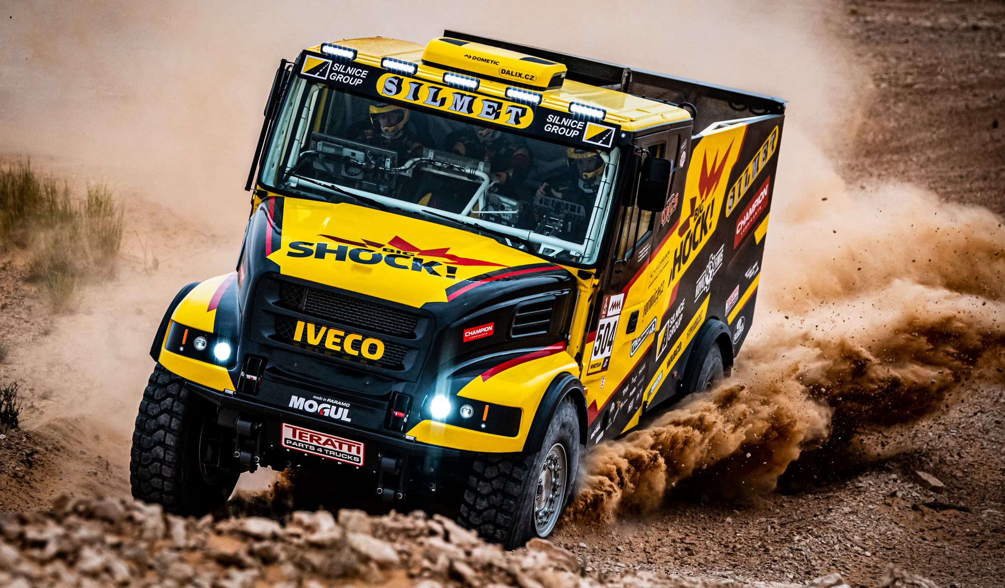 MadMaxx-equipped rally truck on volcanic terrain at the Dakar