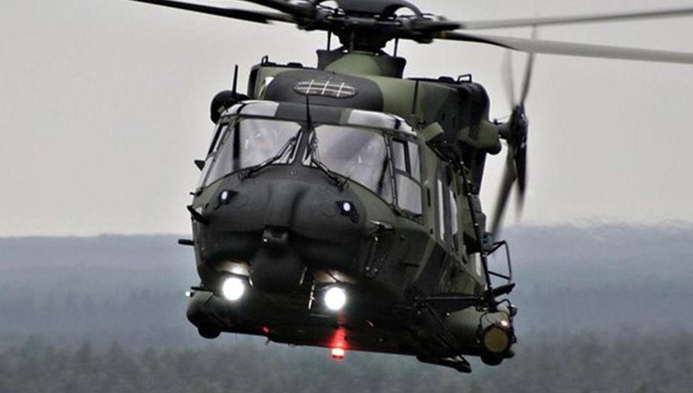 Aveo searchlights on an NH90 helicopter