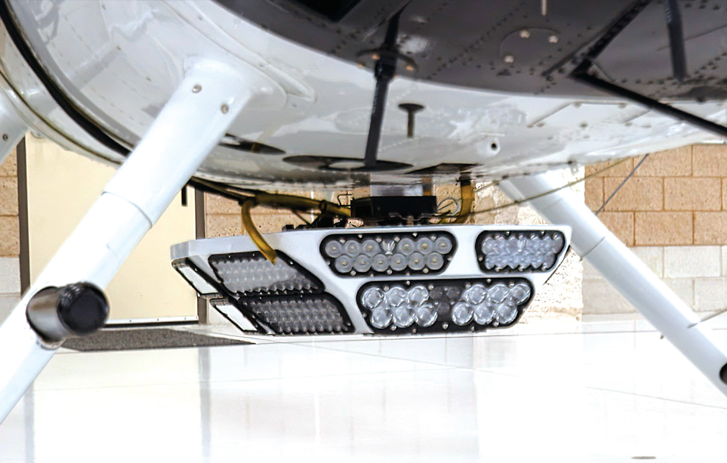 Aveo Phoenix hoist light on a rescue helicopter at night