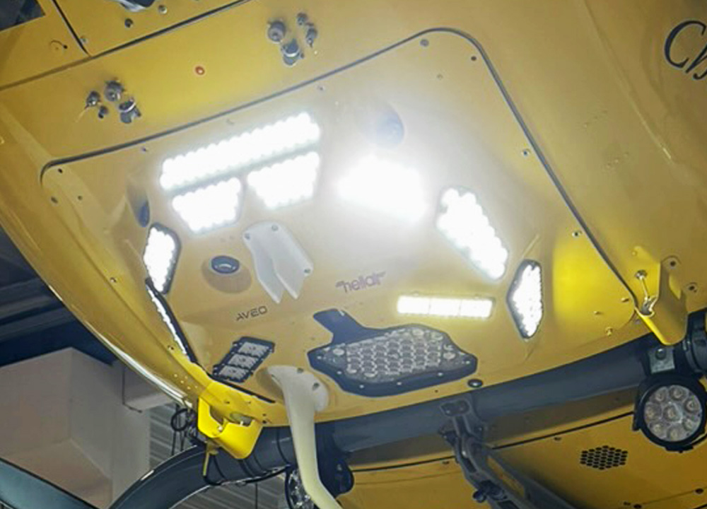 Aveo Phoenix Conforma on a yellow H135 air-ambulance
