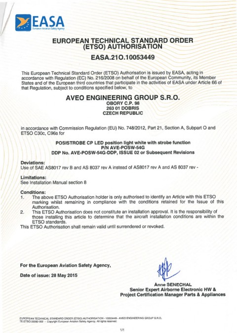 European Technical Standard Order (ETSO) Authorisation for POSISTROBE CP