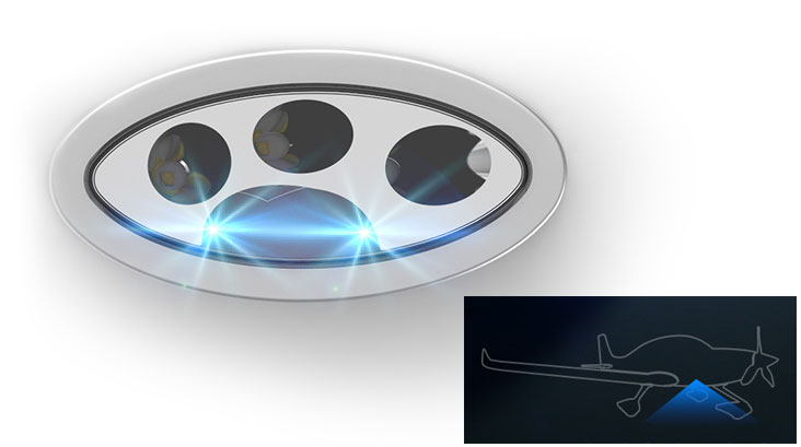 NiteLite - Aircraft dual light with wing edge illumination and ground around aircraft nose illumination