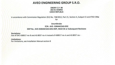 European Technical Standard Order (ETSO) Authorisation for SMARTSTROBE