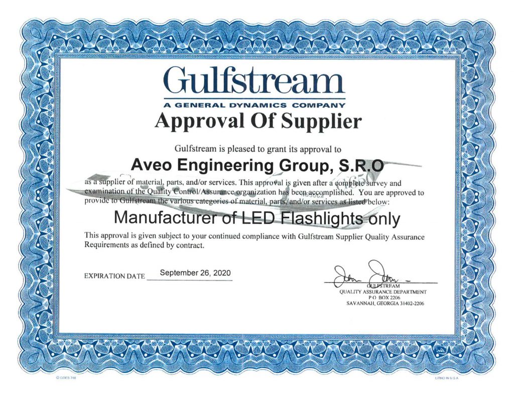 Gulfstream - Approval Of Supplier
