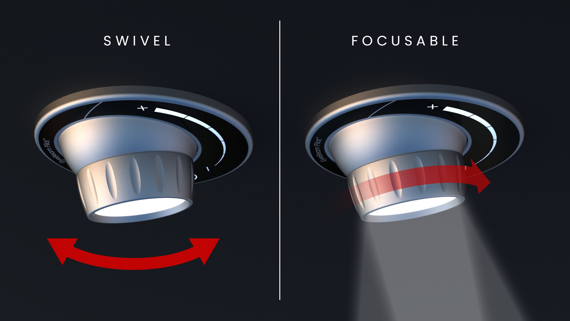 EyeBeamPilot- Aircraft interior focusable dimmable cockpit map or reading light