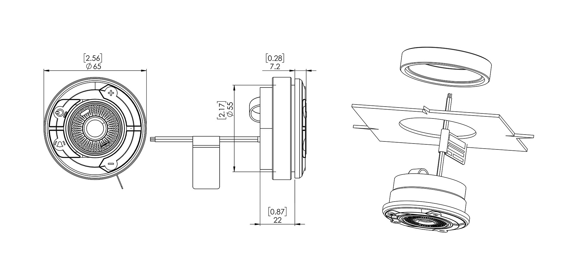 EyeBeam VIP - interior dimmable tiltable map or reading light with custom function